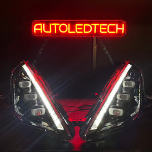 2008-2021 Nissan 370z RGBW Flow Series LED DRL Projector Headlights - AutoLEDTech.com