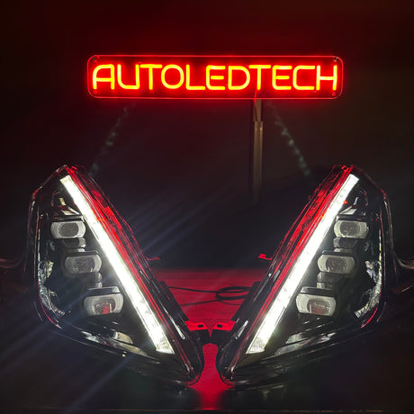 2008-2021 Nissan 370z RGBW Flow Series LED DRL Projector Headlights - AutoLEDTech.com