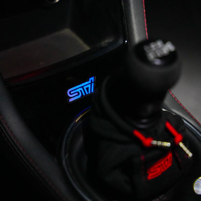 2008-2021 STI RGBW Flow Series LED Shifter Trim Badge - Lit Logos - AutoLEDTech.com
