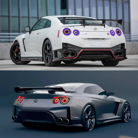 2008-2024 Nissan GTR R35 RGB Flow Smoked LED Tail Lights - AutoLEDTech.com
