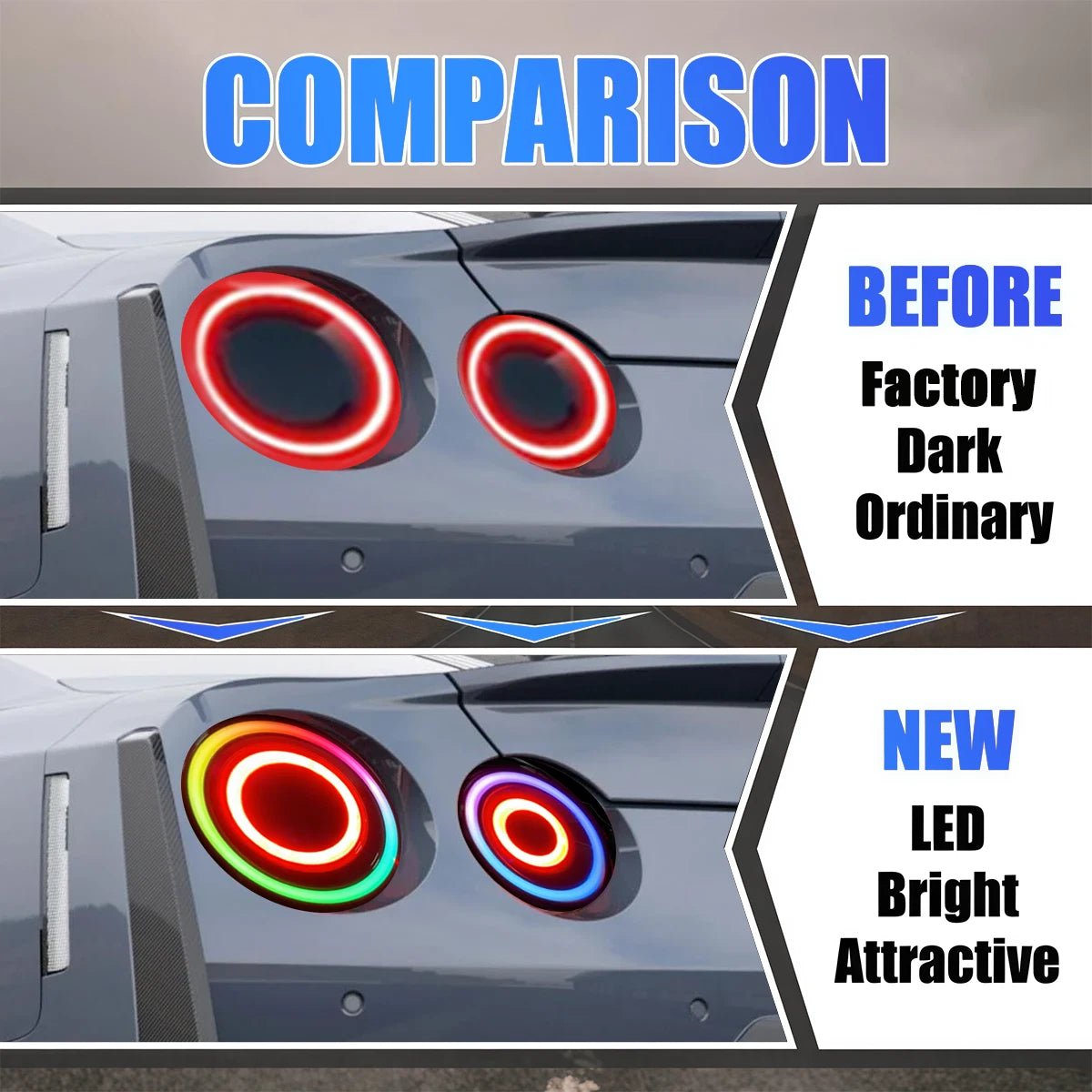 2008-2024 Nissan GTR R35 RGB Flow Smoked LED Tail Lights - AutoLEDTech.com