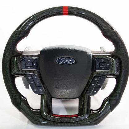 2009-2014 Ford Raptor & F150 Custom Carbon Fiber Steering Wheel w/ LED Display - AutoLEDTech.com