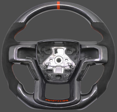 2009-2014 Ford Raptor & F150 Custom Carbon Fiber Steering Wheel w/ LED Display - AutoLEDTech.com