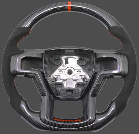 2009-2014 Ford Raptor & F150 Custom Carbon Fiber Steering Wheel w/ LED Display - AutoLEDTech.com