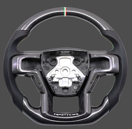 2009-2014 Ford Raptor & F150 Custom Carbon Fiber Steering Wheel w/ LED Display - AutoLEDTech.com