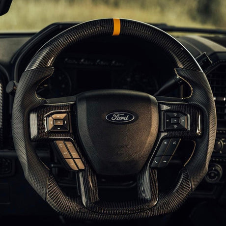 2009-2014 Ford Raptor & F150 Custom Carbon Fiber Steering Wheel w/ LED Display - AutoLEDTech.com
