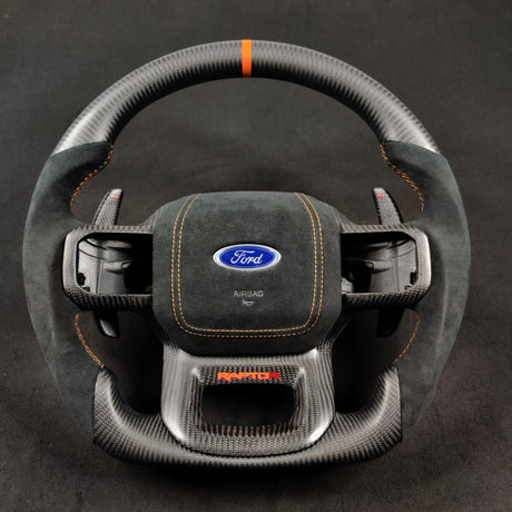 2009-2014 Ford Raptor & F150 Custom Carbon Fiber Steering Wheel w/ LED Display - AutoLEDTech.com