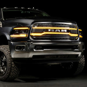 2009-2018 Dodge Ram XB White Amber LED DRL Projector Headlights - AutoLEDTech.com