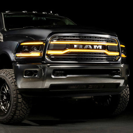 2009-2018 Dodge Ram XB White Amber LED DRL Projector Headlights - AutoLEDTech.com