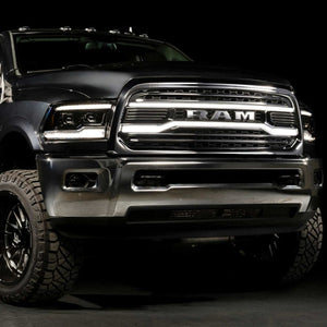 2009-2018 Dodge Ram XB White Amber LED DRL Projector Headlights - AutoLEDTech.com