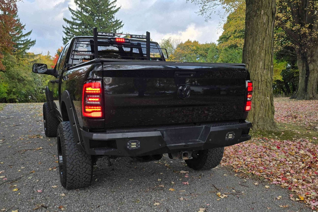 2009-2018 Dodge Ram XB White Amber LED DRL Projector Headlights - AutoLEDTech.com