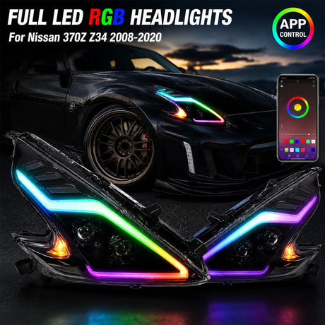 2009-2020 Nissan 370Z Z34 RGB LED DRL Headlights - AutoLEDTech.com