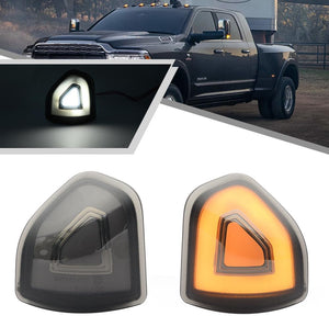 2009-2024 Ram 1500 2500 HD Smoked White Amber LED Tow Mirror Lights - AutoLEDTech.com