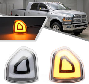 2009-2024 Ram 1500 2500 HD Smoked White Amber LED Tow Mirror Lights - AutoLEDTech.com