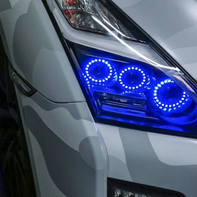 2009-2025 Nissan GTR R35 RGBW Flow Series LED DRL + Halo Kit - AutoLEDTech.com