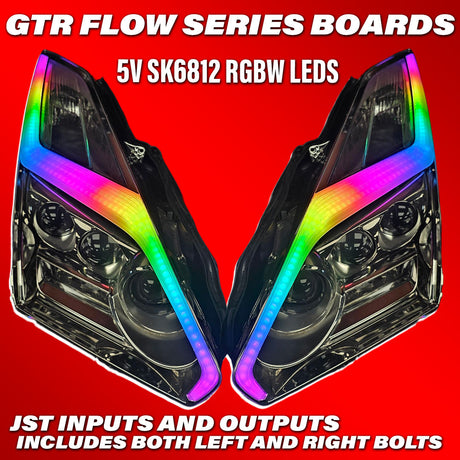 2009-2025 Nissan GTR R35 RGBW Flow Series LED DRL + Halo Kit - AutoLEDTech.com