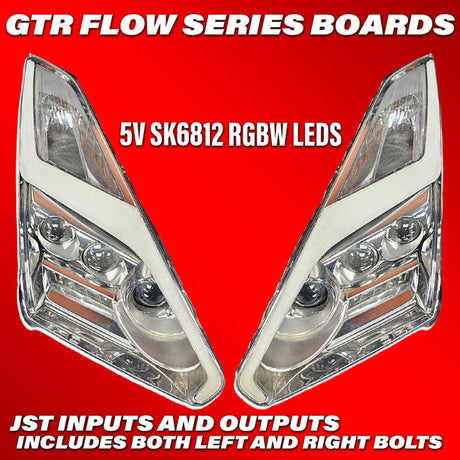 2009-2025 Nissan GTR R35 RGBW Flow Series LED DRL + Halo Kit - AutoLEDTech.com