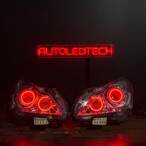 2010-2015 Infiniti G37 G25 Q40 Sedan RGBW Flow Series LED Halo Prebuilt Headlights - AutoLEDTech.com
