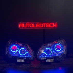 2010-2015 Infiniti G37 G25 Q40 Sedan RGBW Flow Series LED Halo Prebuilt Headlights - AutoLEDTech.com