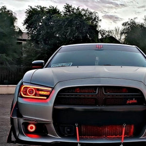 2011-2014 Dodge Charger RGBW Flow Series LED DRL Projector Headlights - AutoLEDTech.com