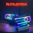 2011-2014 Dodge Charger RGBW Flow Series LED DRL Projector Headlights - AutoLEDTech.com