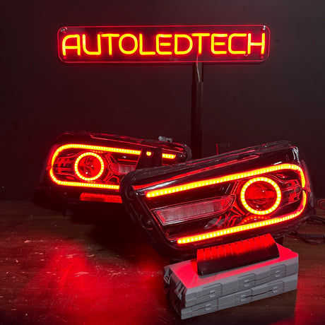 2011-2014 Dodge Charger RGBW Flow Series LED DRL Projector Headlights - AutoLEDTech.com
