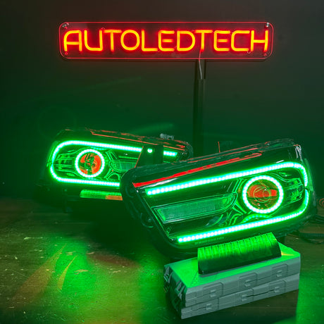 2011-2014 Dodge Charger RGBW Flow Series LED DRL Projector Headlights - AutoLEDTech.com