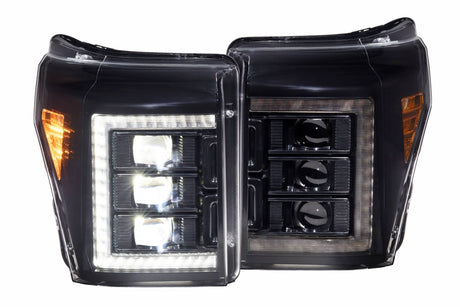 2011-2016 Ford Super Duty F250 White Amber XB LED DRL Projector Headlights - AutoLEDTech.com