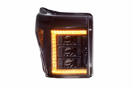 2011-2016 Ford Super Duty F250 White Amber XB LED DRL Projector Headlights - AutoLEDTech.com