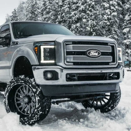 2011-2016 Ford Super Duty F250 White Amber XB LED DRL Projector Headlights - AutoLEDTech.com