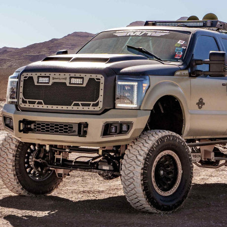 2011-2016 Ford Super Duty F250 White Amber XB LED DRL Projector Headlights - AutoLEDTech.com