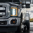2011-2016 Ford Super Duty F250 White Amber XB LED DRL Projector Headlights - AutoLEDTech.com