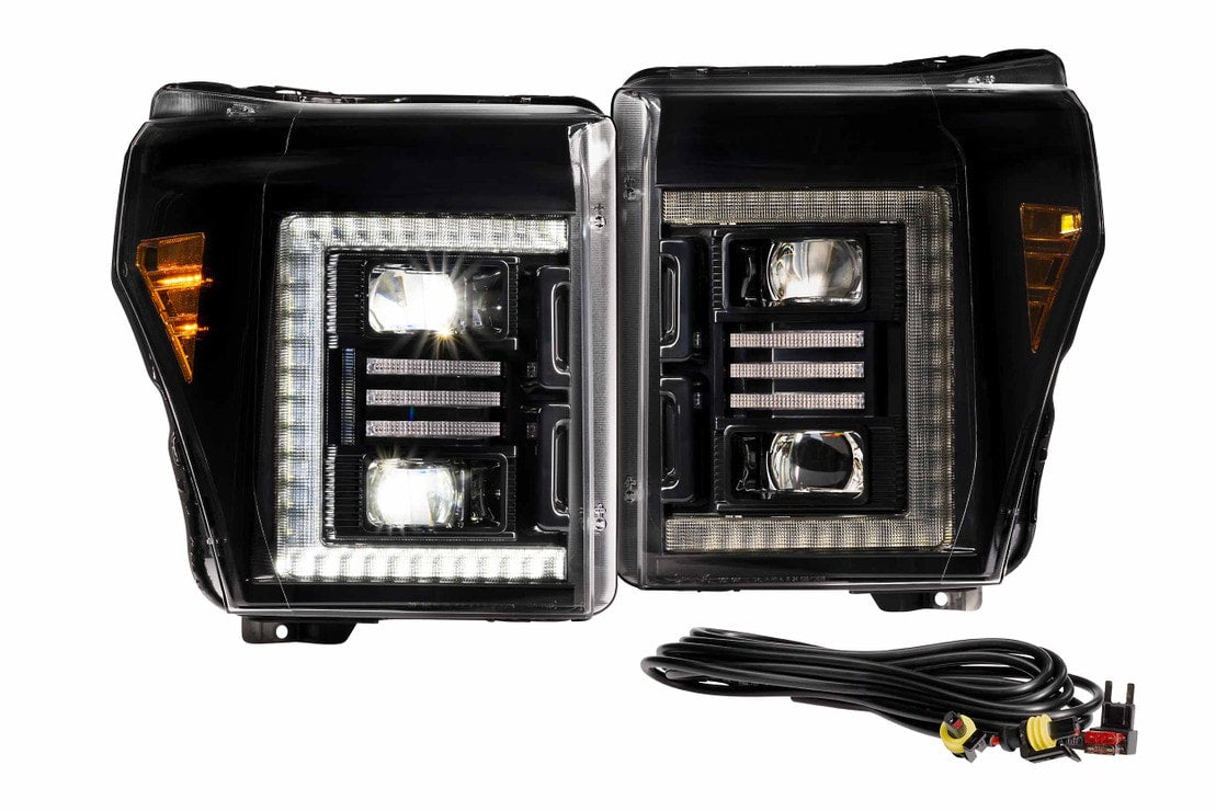 2011-2016 Ford Super Duty F250 XB HYBRID LED DRL Projector Headlights - AutoLEDTech.com