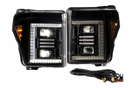 2011-2016 Ford Super Duty F250 XB HYBRID LED DRL Projector Headlights - AutoLEDTech.com