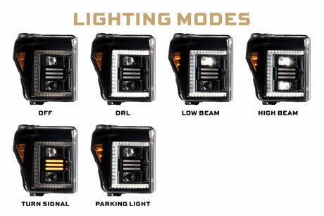 2011-2016 Ford Super Duty F250 XB HYBRID LED DRL Projector Headlights - AutoLEDTech.com
