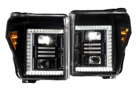 2011-2016 Ford Super Duty F250 XB HYBRID LED DRL Projector Headlights - AutoLEDTech.com