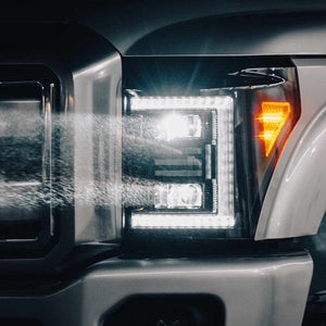 2011-2016 Ford Super Duty F250 XB HYBRID LED DRL Projector Headlights - AutoLEDTech.com