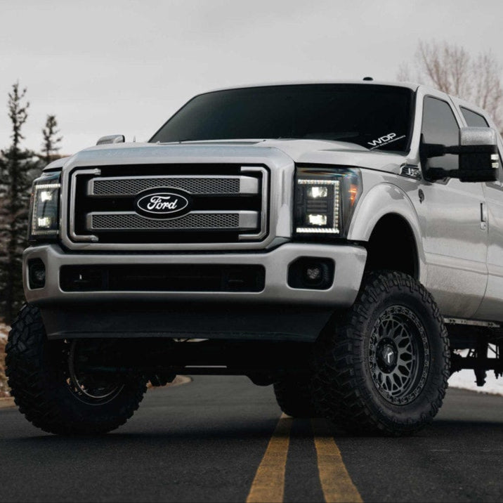 2011-2016 Ford Super Duty F250 XB HYBRID LED DRL Projector Headlights - AutoLEDTech.com