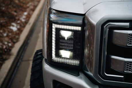 2011-2016 Ford Super Duty F250 XB HYBRID LED DRL Projector Headlights - AutoLEDTech.com