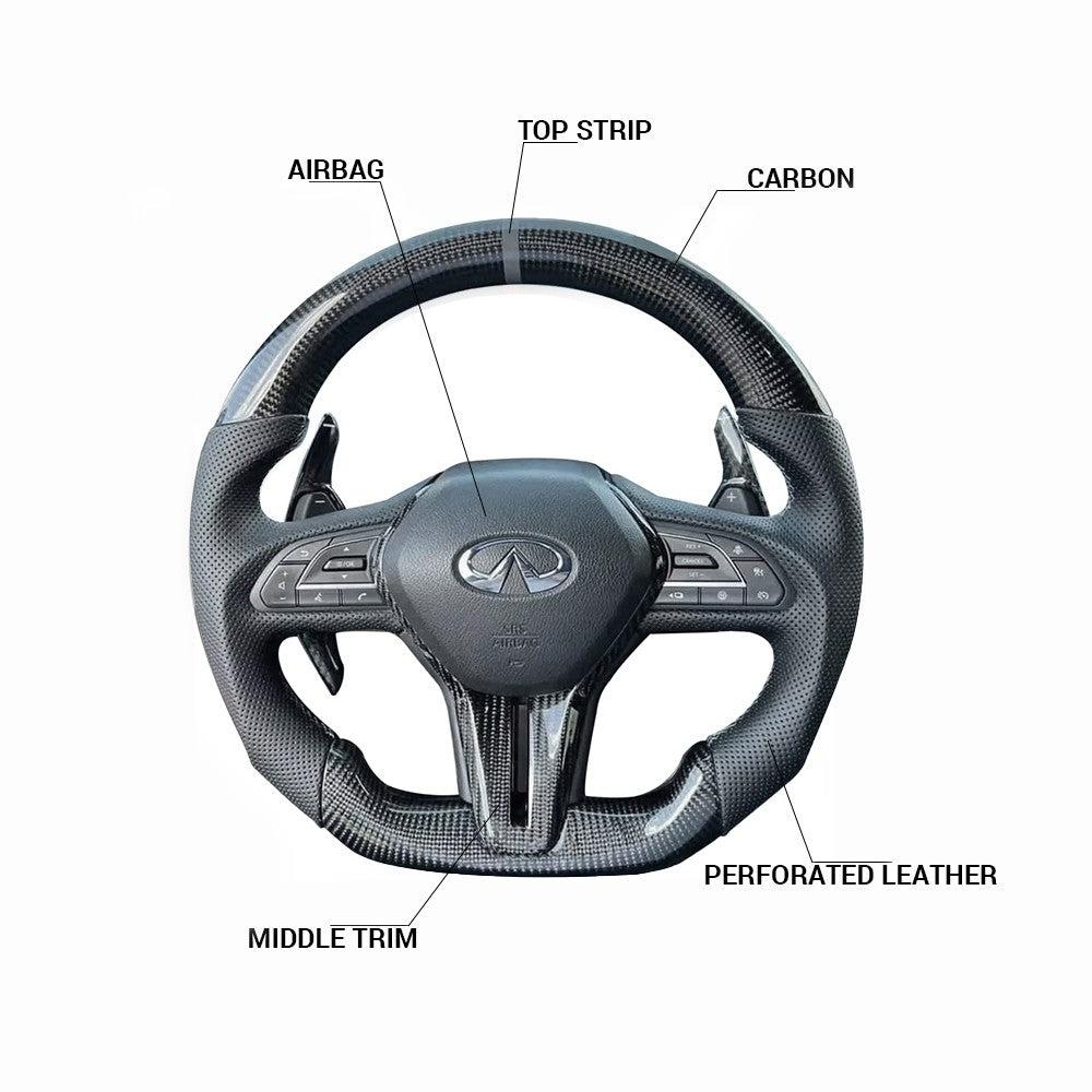 2007-2015 Infiniti G37 G35 Custom Carbon Fiber Steering Wheel - AutoLEDTech.com