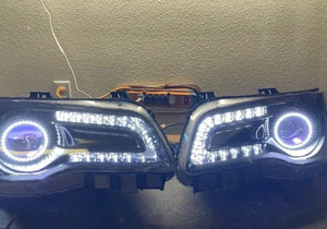 2011-2023 Chrysler 300 RGBW Flow Series LED Halo DRL Prebuilt Headlights - AutoLEDTech.com
