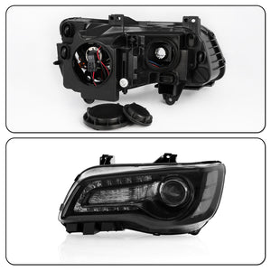 2011-2023 Chrysler 300 RGBW Flow Series LED Halo DRL Prebuilt Headlights - AutoLEDTech.com