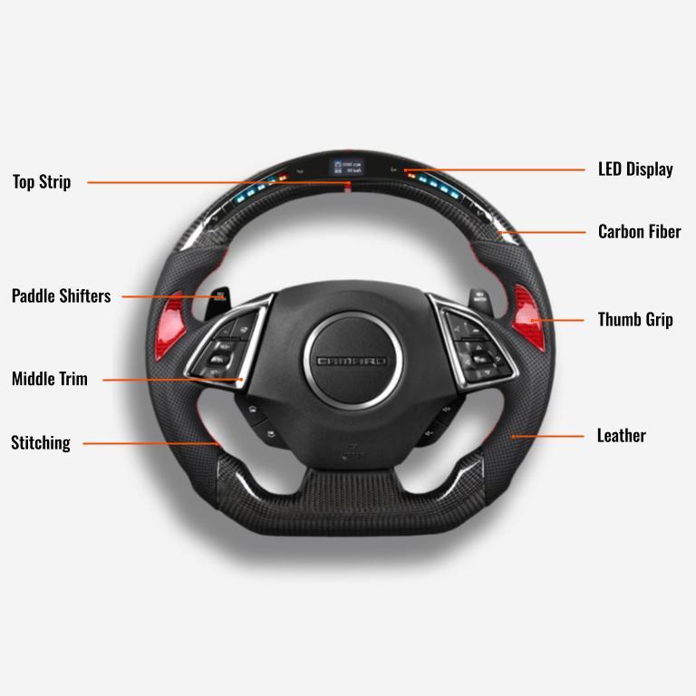2016-2024 Chevrolet Camaro Custom Carbon Fiber Steering Wheel - AutoLEDTech.com