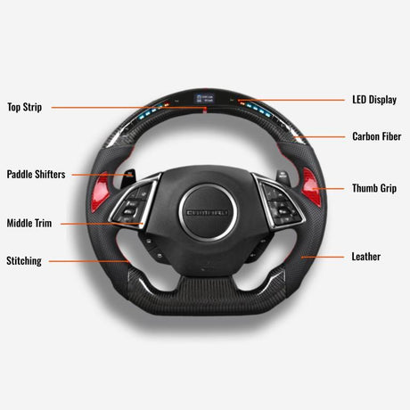 2016-2024 Chevrolet Camaro Custom Carbon Fiber Steering Wheel - AutoLEDTech.com