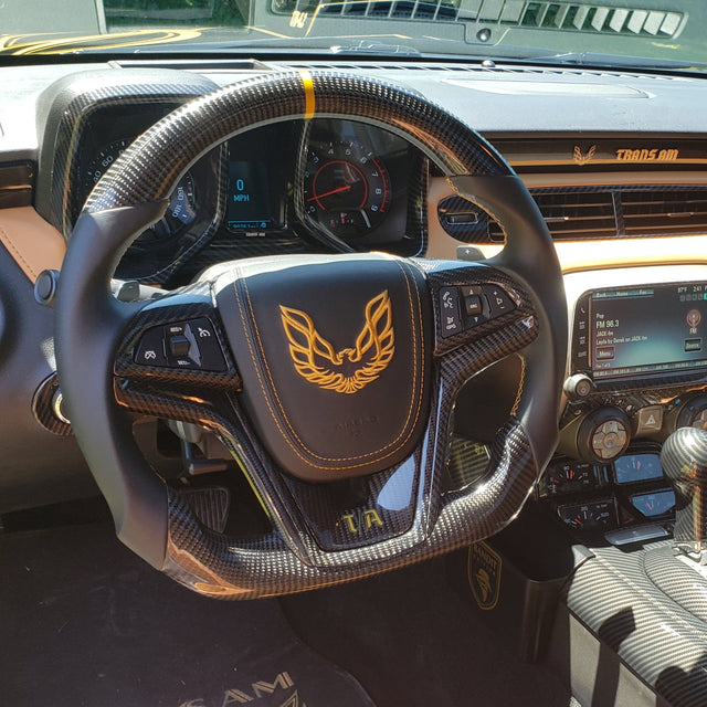 2012-2015 Trans Am Camaro Firebird Custom Carbon Fiber Steering Wheel - AutoLEDTech.com