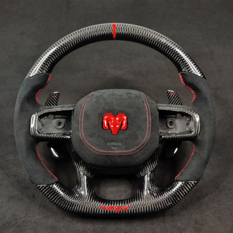 2021-2026+ Ram TRX 1500 Custom Carbon Fiber Steering Wheel - AutoLEDTech.com