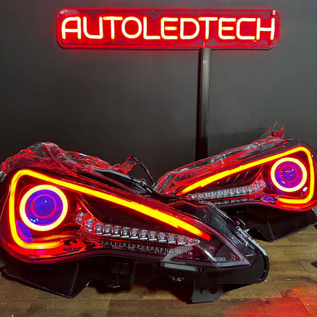 2012-2020 Subaru BRZ RGBW Flow Series Spec-D LED Halo DRL Headlights - AutoLEDTech.com