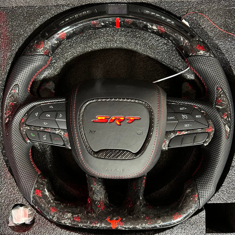 2015-2023 Dodge Charger Challenger Custom Carbon Fiber LED Steering Wheel - AutoLEDTech.com