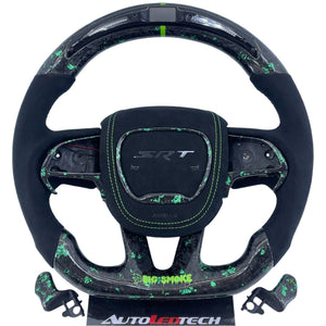2015-2023 Dodge Charger Challenger Custom Carbon Fiber LED Steering Wheel - AutoLEDTech.com
