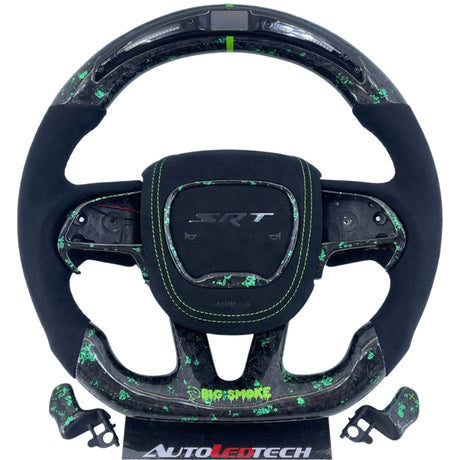 2015-2023 Dodge Charger Challenger Custom Carbon Fiber LED Steering Wheel - AutoLEDTech.com